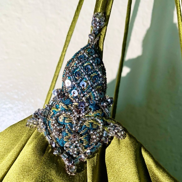 Badgley Mischka Green Rhinestone Cocktail Dress Size 6 - Picture 9 of 13